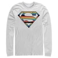 thumbnail image 1 of Men's Superman Logo Retro Stripe  Long Sleeve Shirt White Large, 1 of 3