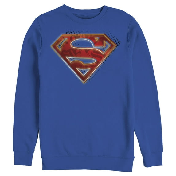 Men's Superman Logo Shadows Sweatshirt Royal Blue X Large