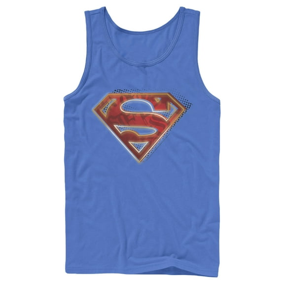 Men's Superman Logo Shadows Tank Top Royal Blue 2X Large