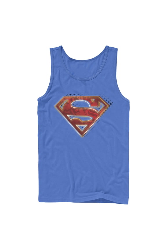 Men's Superman Logo Shadows Tank Top Royal Blue Medium