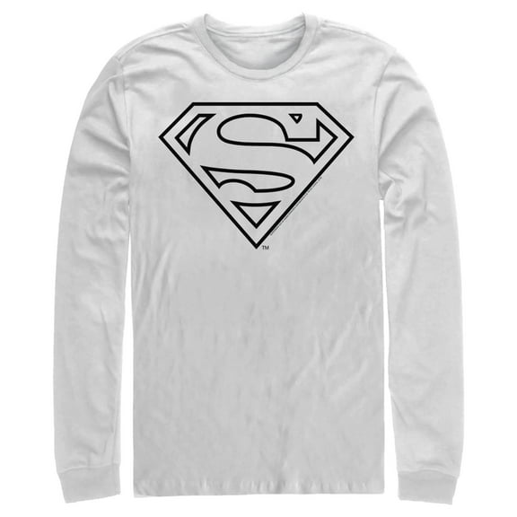 Men's Superman Logo Sleek  Long Sleeve Shirt White Large