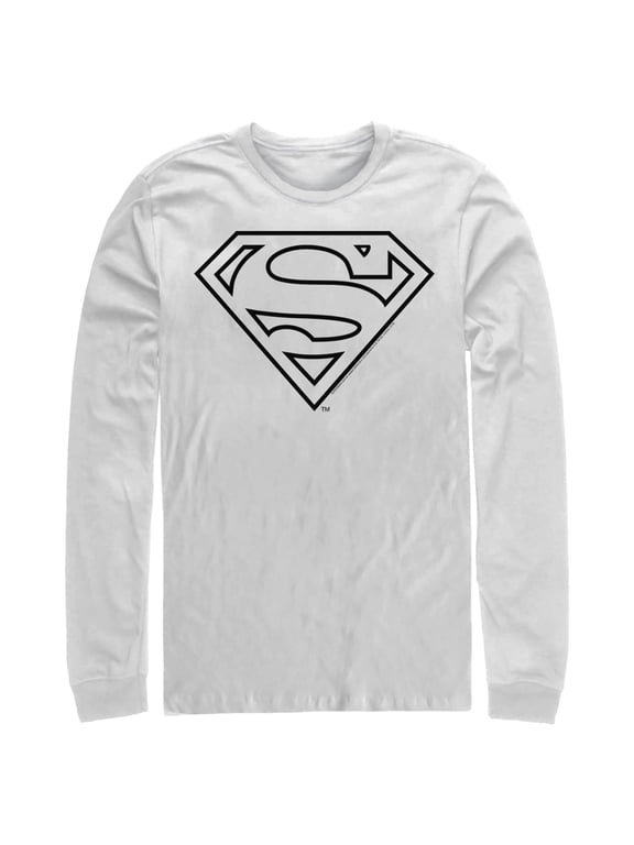Men's Superman Logo Sleek Long Sleeve Shirt White Medium