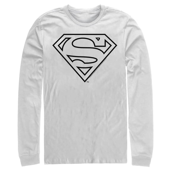 Men's Superman Logo Sleek Long Sleeve Shirt White X Large