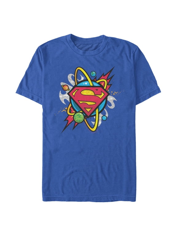 Men's Superman Logo Solar System Graphic Tee Royal Blue X Large