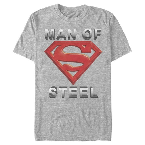 Men's Superman Man of Steel Beveled Logo Graphic Tee Athletic Heather X Large