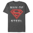 thumbnail image 1 of Men's Superman Man of Steel Beveled Logo Graphic Tee Charcoal Heather Small, 1 of 4