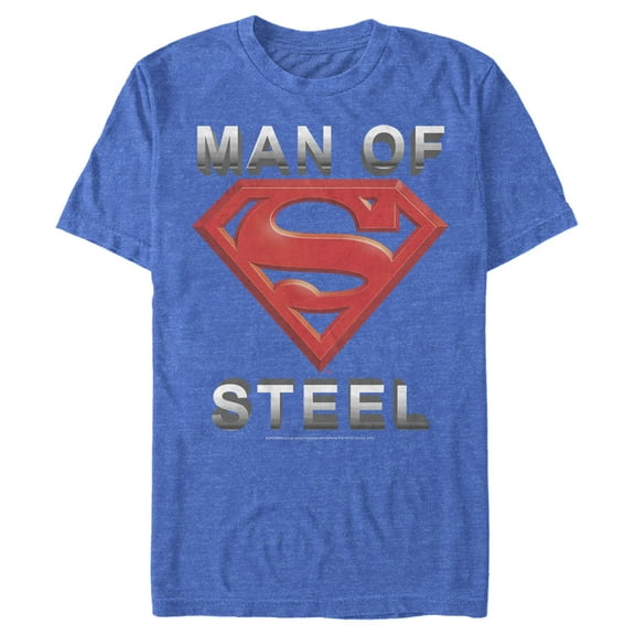 Men's Superman Man of Steel Beveled Logo  Graphic Tee Royal Blue Heather 3X Large