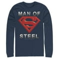 thumbnail image 1 of Men's Superman Man of Steel Beveled Logo Long Sleeve Shirt Navy Blue Large, 1 of 3
