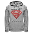 thumbnail image 1 of Men's Superman Man of Steel Beveled Logo  Pull Over Hoodie Athletic Heather 2X Large, 1 of 3