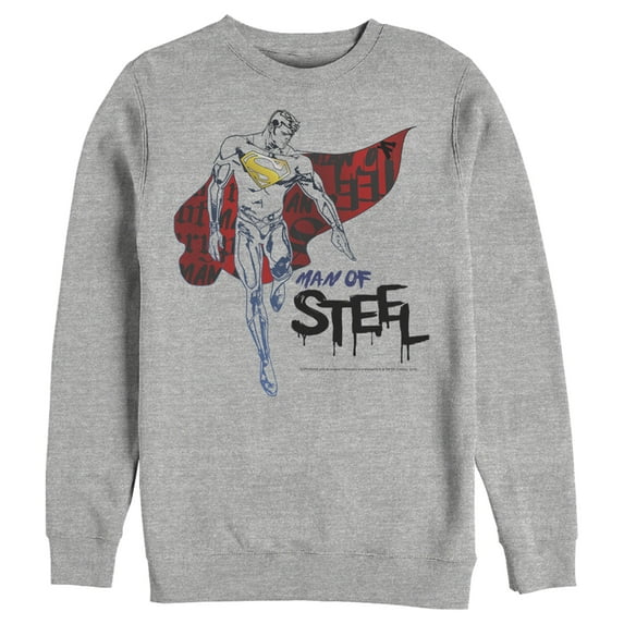 Men's Superman Man of Steel Paint Drip Sweatshirt Athletic Heather Medium