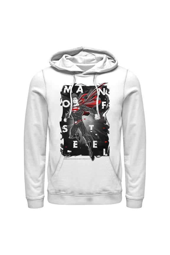 Men's Superman Man of Steel  Pull Over Hoodie White Small