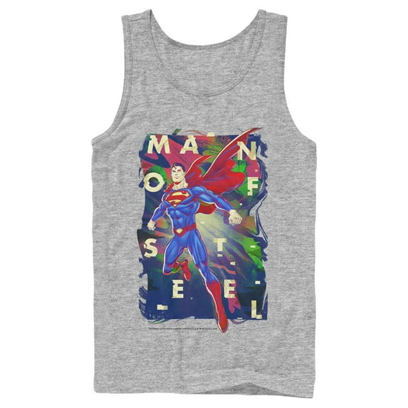 Men's Superman Man of Steel Rainbow Tank Top Athletic Heather Small