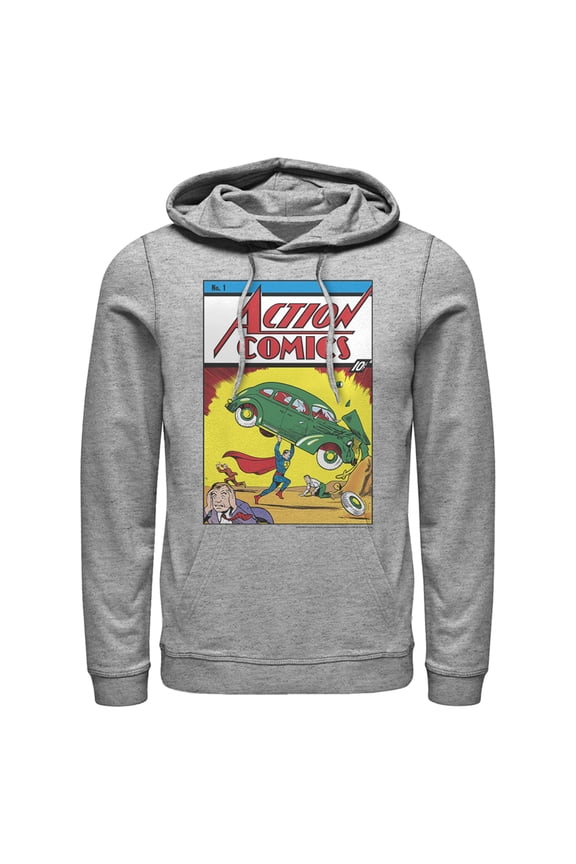 Men's Superman No.1 Action Comics Pull Over Hoodie Athletic Heather X Large