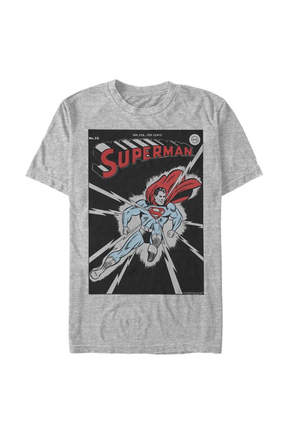 Men's Superman No.32 Comic Cover Graphic Tee Athletic Heather 3X Large