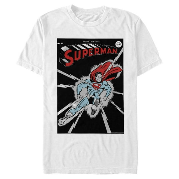 Men's Superman No.32 Comic Cover Graphic Tee White Large