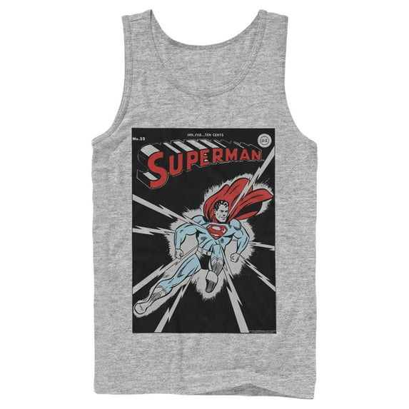 Men's Superman No.32 Comic Cover Tank Top Athletic Heather Small