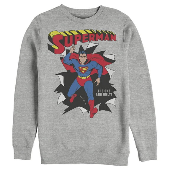 Men's Superman Only One Hero Rip Sweatshirt Athletic Heather 3X Large