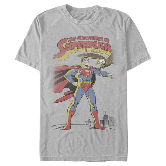 Men's Superman Patriotic Adventures  Graphic Tee Silver X Large