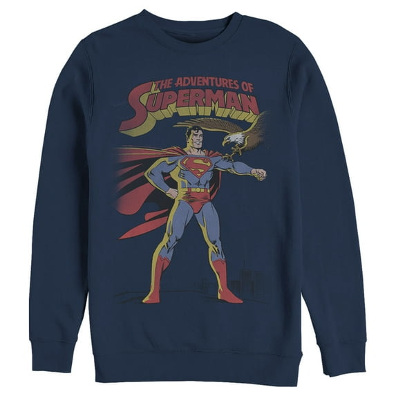 Men's Superman Patriotic Adventures Sweatshirt Navy Blue Medium