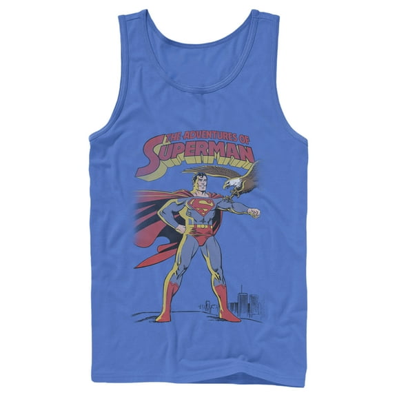 Men's Superman Patriotic Adventures Tank Top Royal Blue X Large