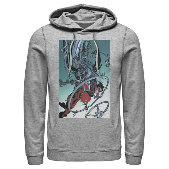 Men's Superman Robotic Fall  Pull Over Hoodie Athletic Heather Large