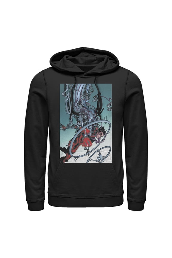 Men's Superman Robotic Fall Pull Over Hoodie Black Small