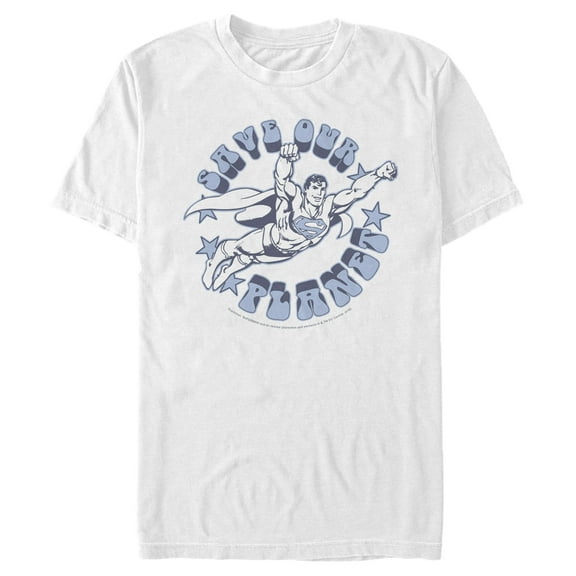 Men's Superman Save Our Planet  Graphic Tee White Medium