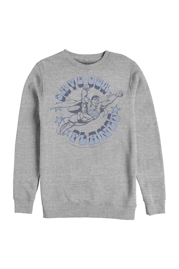 Men's Superman Save Our Planet Sweatshirt Athletic Heather 2X Large