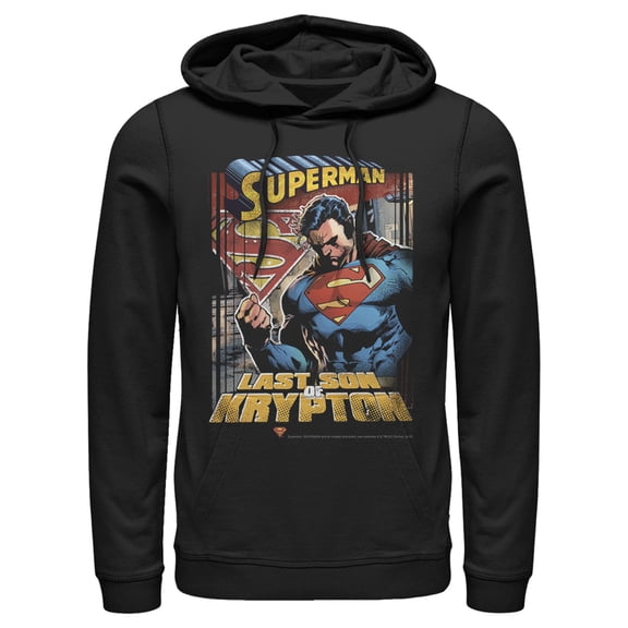 Men's Superman Son of Krypton Pull Over Hoodie Black 2X Large