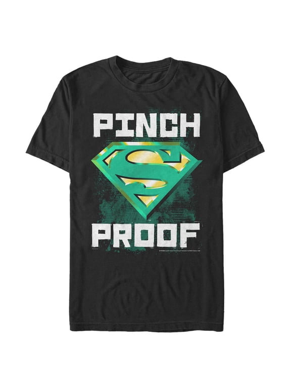 Men's Superman St. Patrick's Day Pinch Proof Logo Graphic Tee Black Small