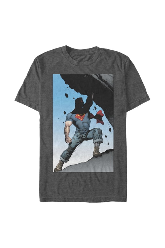 Men's Superman Strongest Hero Pose Graphic Tee Charcoal Heather Medium