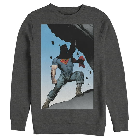 Men's Superman Strongest Hero Pose  Sweatshirt Charcoal Heather Medium