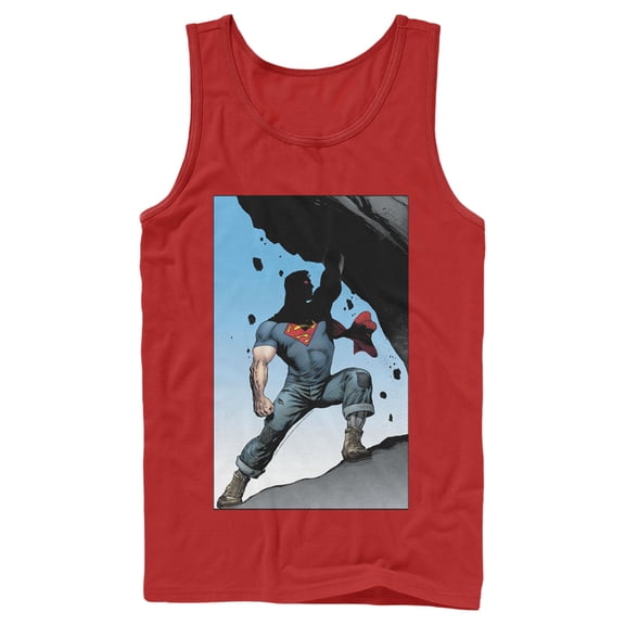 Men's Superman Strongest Hero Pose  Tank Top Red 2X Large