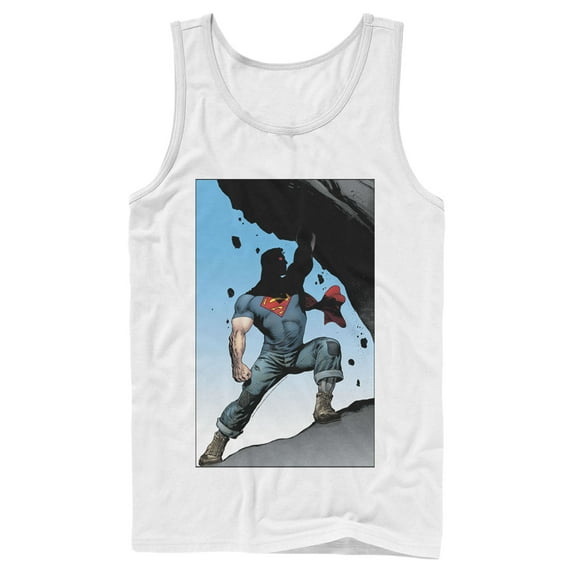 Men's Superman Strongest Hero Pose Tank Top White 2X Large