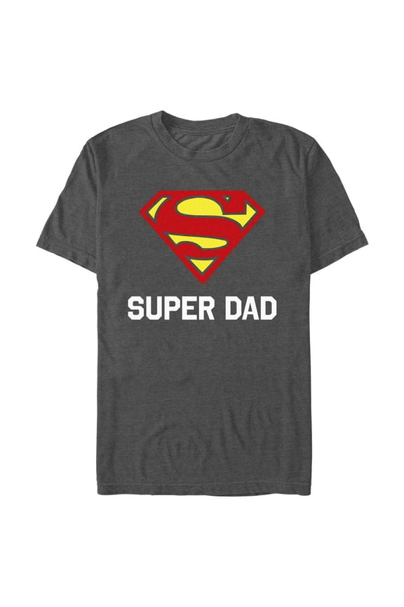 Men's Superman Super Dad Shield Logo Graphic Tee Charcoal Heather Large