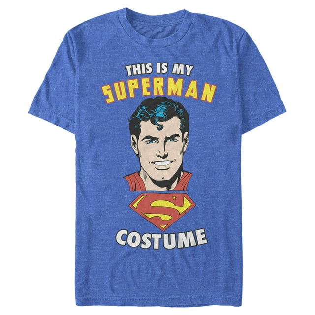 Men's Superman This is My Hero Costume  Graphic Tee Royal Blue Heather Small