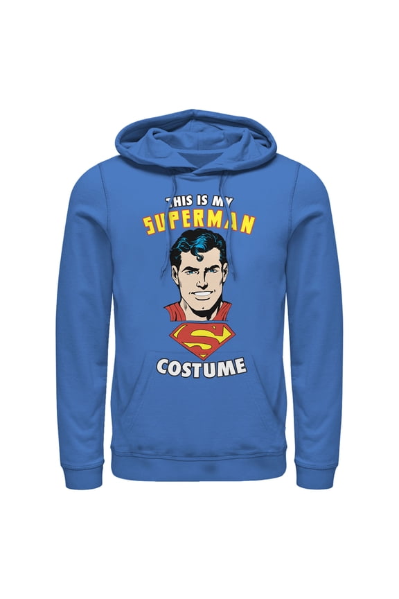 Men's Superman This is My Hero Costume Pull Over Hoodie Royal Blue Small