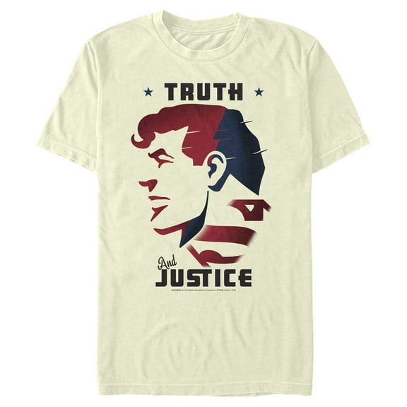 Men's Superman Truth & Justice Profile  Graphic Tee Beige Small
