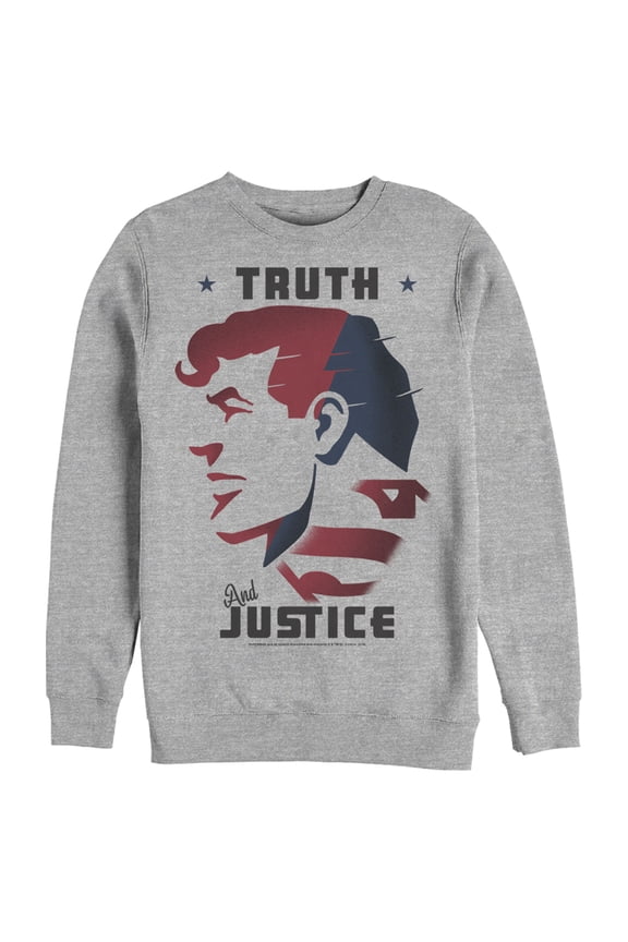 Men's Superman Truth & Justice Profile Sweatshirt Athletic Heather Small