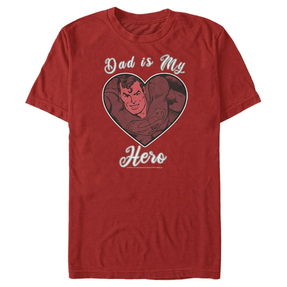 Men's Superman Valentine's Day Dad is My Hero  Graphic Tee Red 3X Large