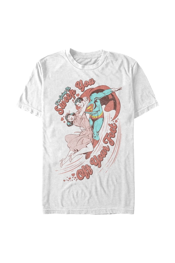 Men's Superman Valentine's Day Sweep You Off Your Feet Graphic Tee White 2X Large