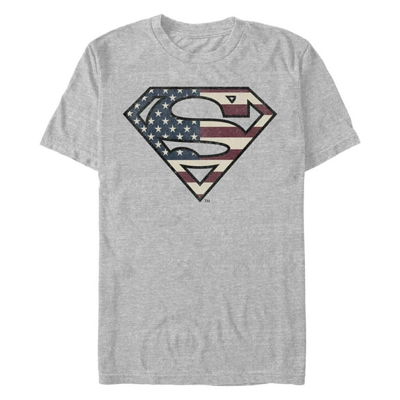 Men's Superman Vintage American S Logo  Graphic Tee Athletic Heather Large