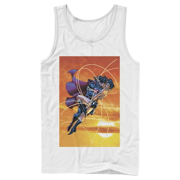 Men's Superman Wonder Woman Kiss  Tank Top White Small
