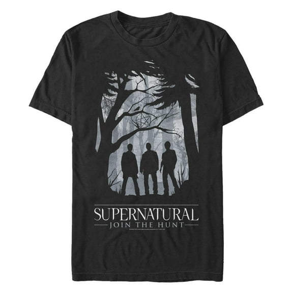 Men's Supernatural Forest Silhouettes Graphic Tee Black 1X Big Tall
