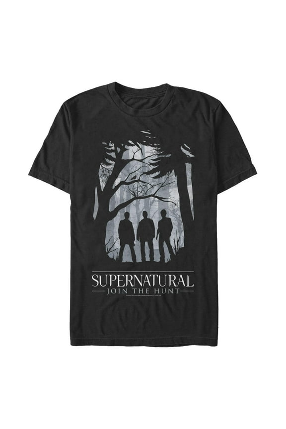 Men's Supernatural Forest Silhouettes Graphic Tee Black 2X Big Tall