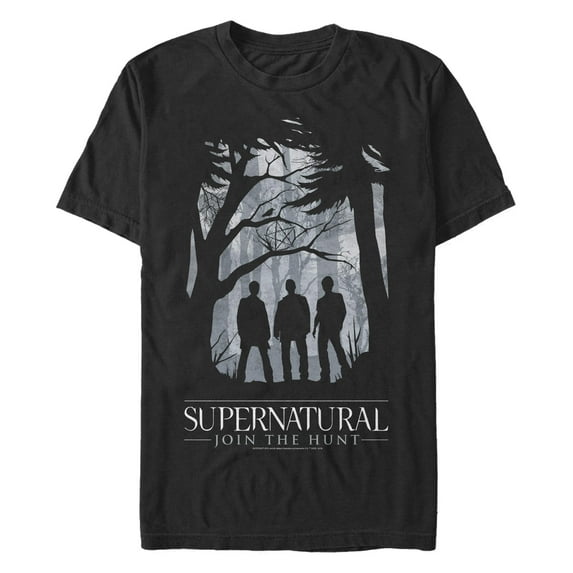 Men's Supernatural Forest Silhouettes Graphic Tee Black Large Tall