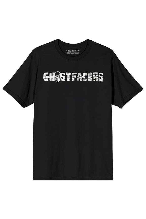 Supernatural Ghostfacers Logo on Black Short Sleeve Adult T-Shirt-Small