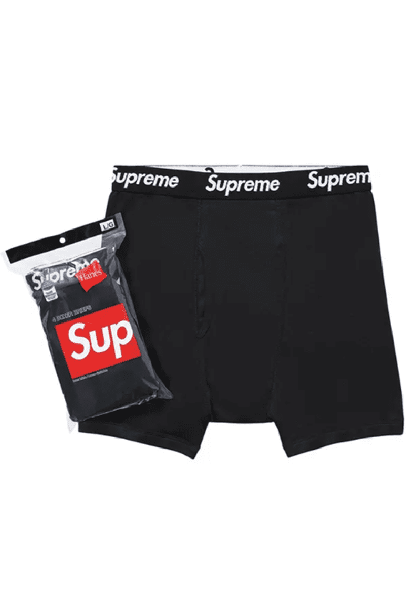Men's Supreme x Hanes Boxer Briefs 4 Pack Black - M