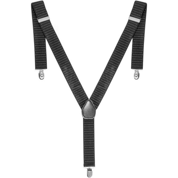 Men's Suspender Braces - Heavy Duty Clip on Suspenders - Fully Adjustable and Elasticated - Fashion Accessory for Parties, Weddings, Casual, Formal Events