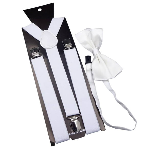 Men's Suspender, Coxeer Fashionable Y Back Clip Adjustable Elastic Suspenders Bow Tie Set